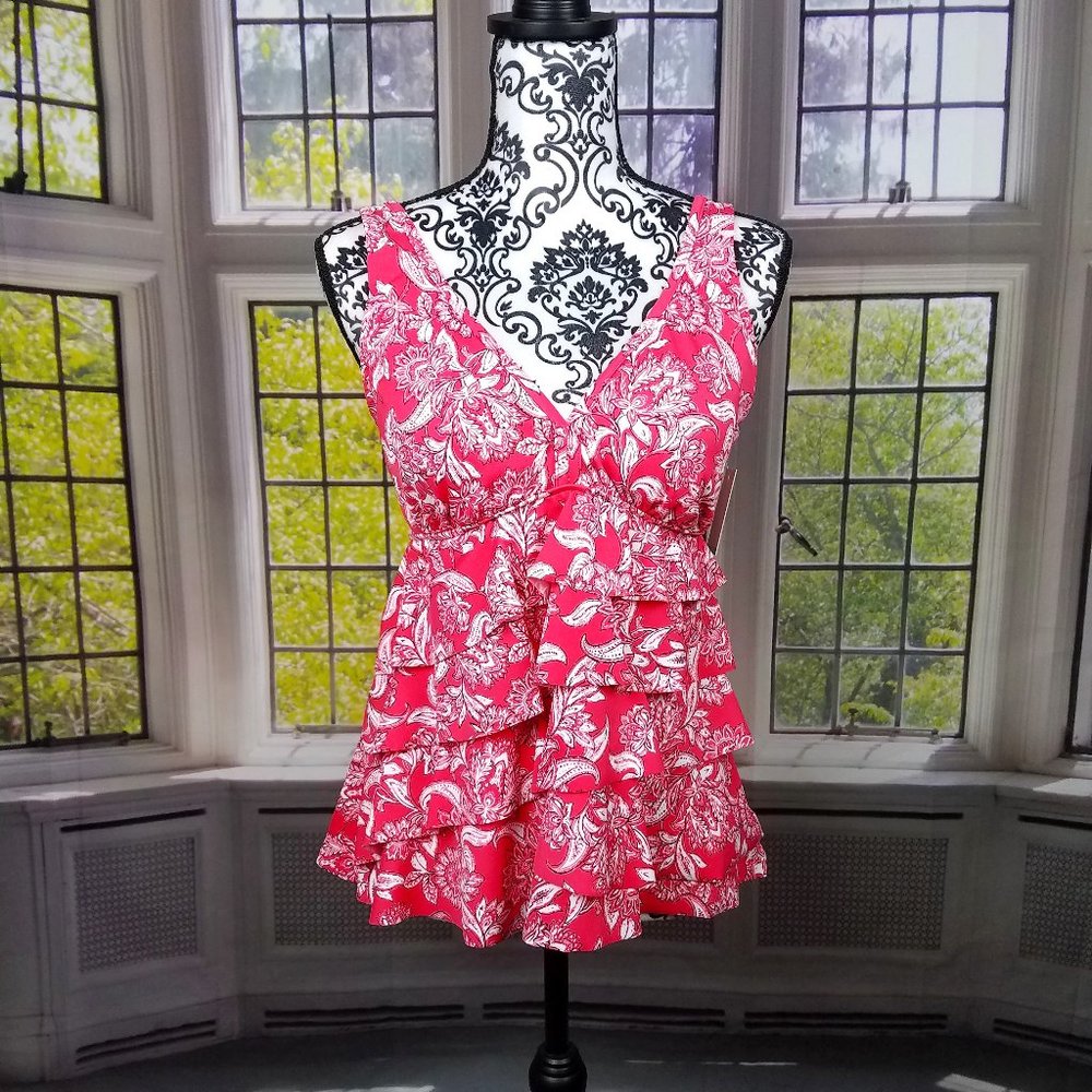 💖💖NWT CROFT & BARROW TIERED RUFFLE TANKINI TOP (M)